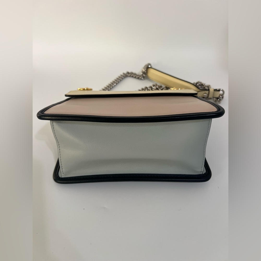 Fendi Kan Tri Color Yellow Beige Blue Chain Strap Authentic - Picture 9 of 16